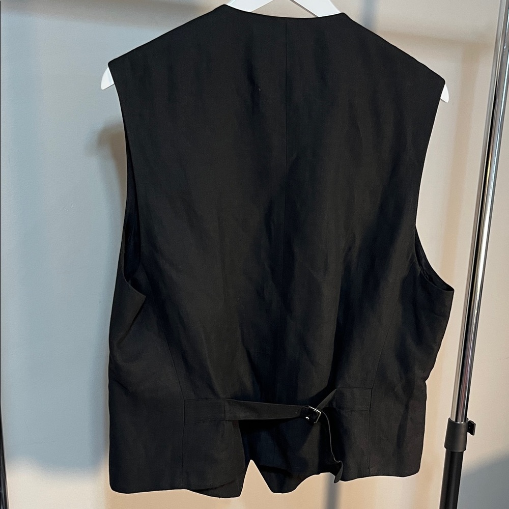 Claiborne Linen Blend Charcoal Black Men's Vest - Picture 10 of 12